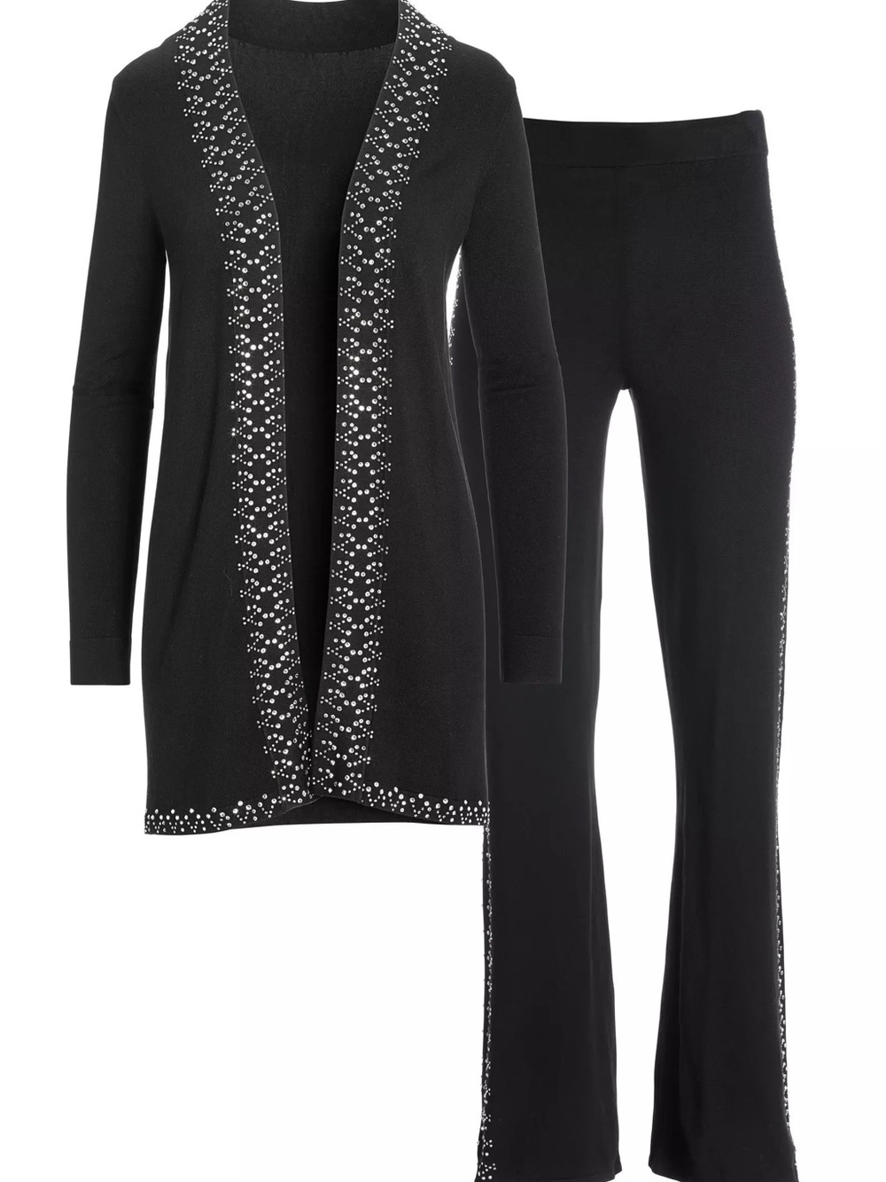 Boston Proper Black Boot-Cut Pants with Sparkle Trim - Picture 3 of 10